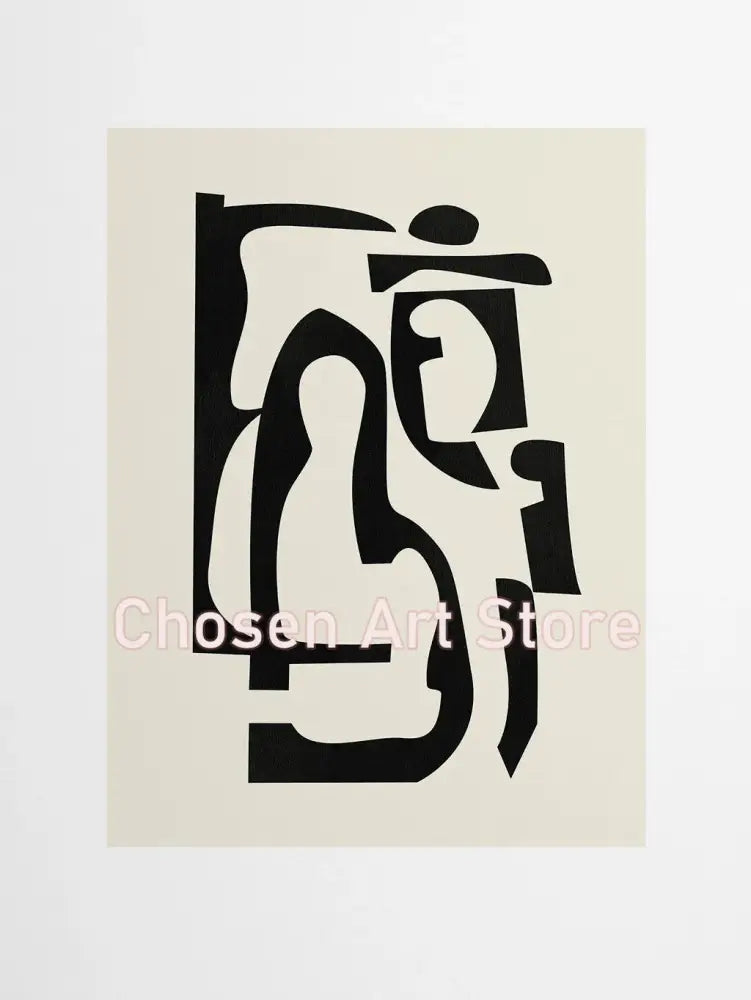 Minimalist black & cream abstract canvas poster prints set living room