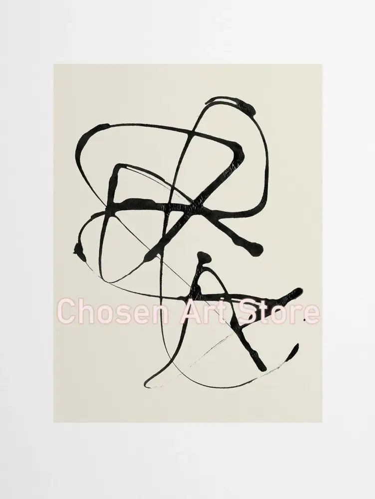 Minimalist black & cream abstract canvas poster prints set living room