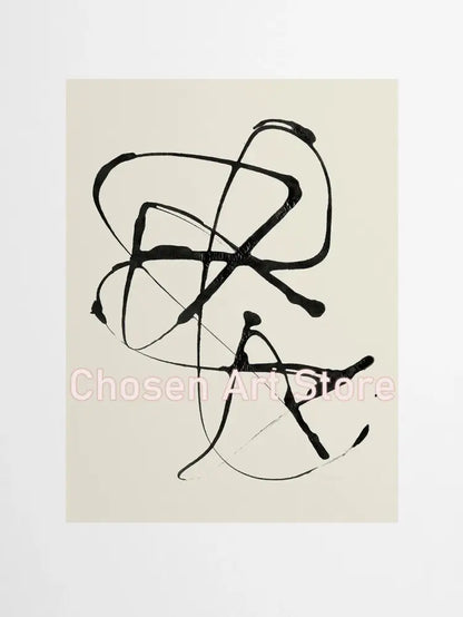 Minimalist black & cream abstract canvas poster prints set living room