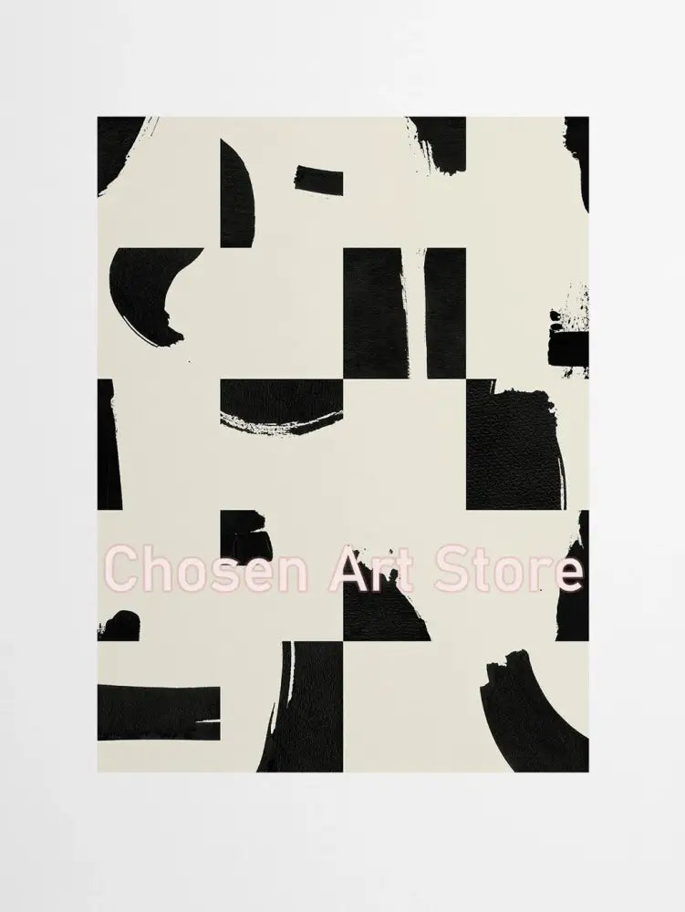 Minimalist black & cream abstract canvas poster prints set living room
