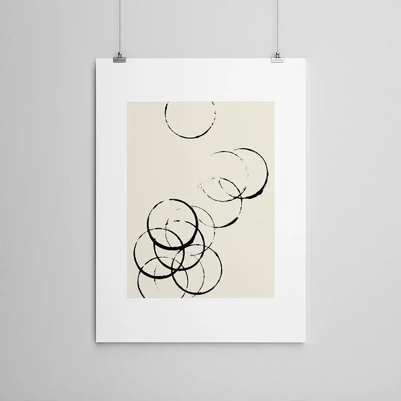 Minimalist black & cream abstract canvas poster prints set living room
