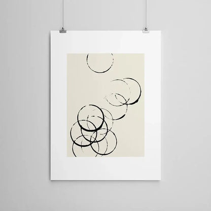 Minimalist black & cream abstract canvas poster prints set living room