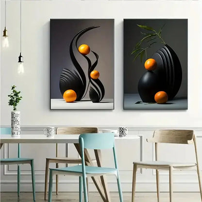 Modern black & gold abstract canvas print set bedroom wall art