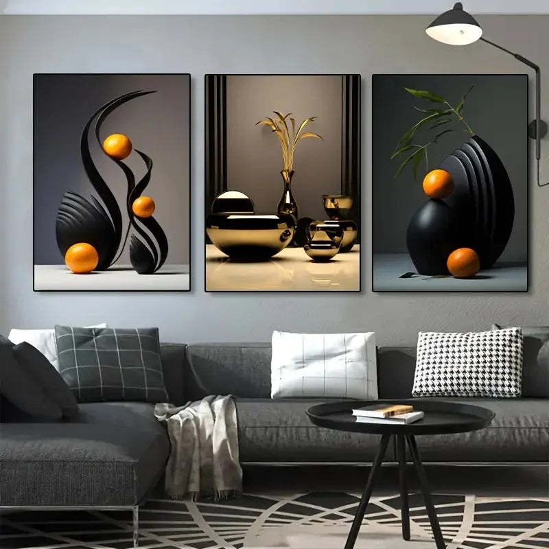 DecorBites™ Abstract Canvas Print Set: 3D Sculpture Wall Art