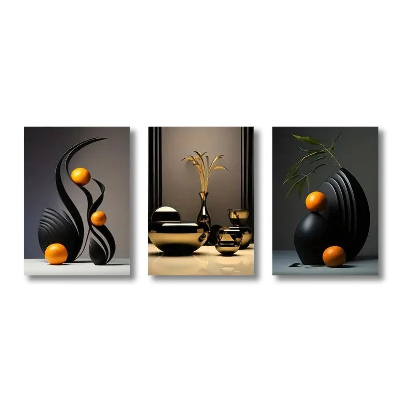 DecorBites™ Abstract Canvas Print Set: 3D Sculpture Wall Art