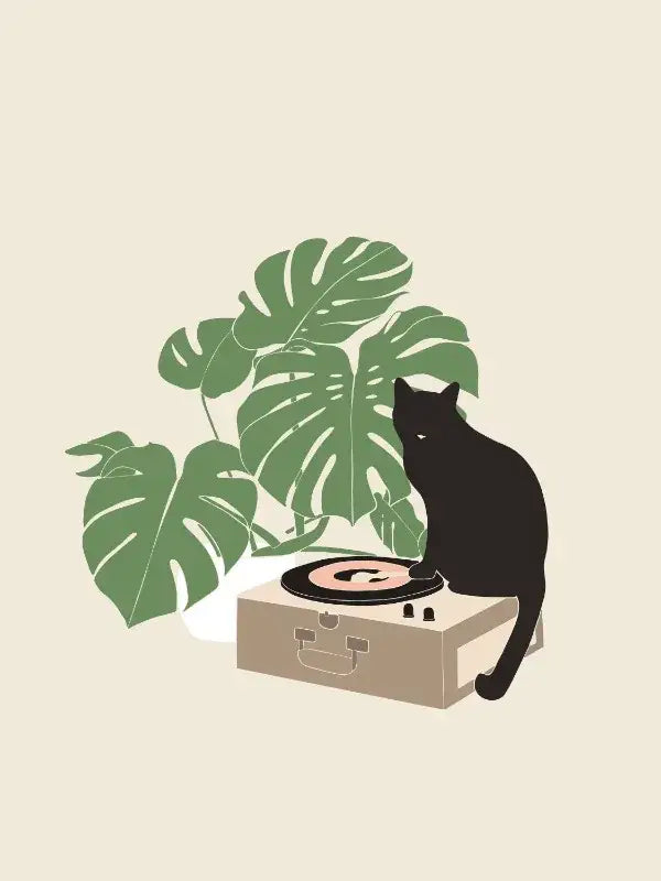 Minimalist lazy cat illustration canvas art set living room decor