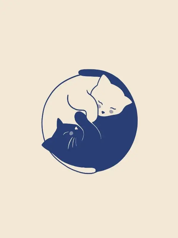 Minimalist lazy cat illustration canvas art set living room decor
