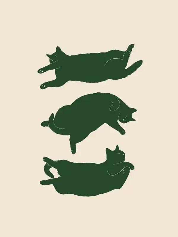 Minimalist lazy cat illustration canvas art set living room decor