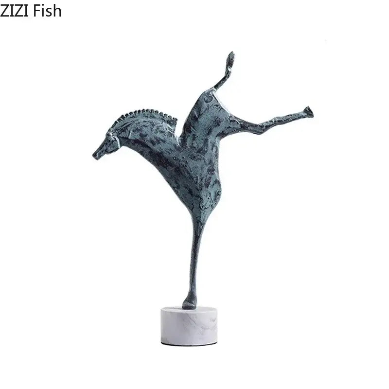 Abstract dark metallic iron horse statue living room decor