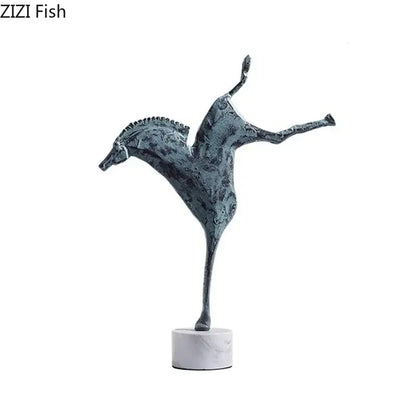 Abstract dark metallic iron horse statue living room decor