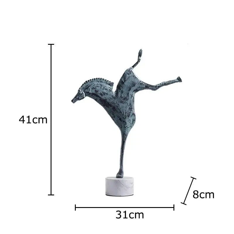 Abstract dark metallic iron horse statue living room decor