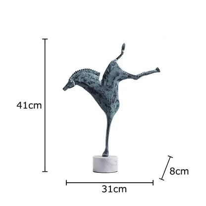 Abstract dark metallic iron horse statue living room decor