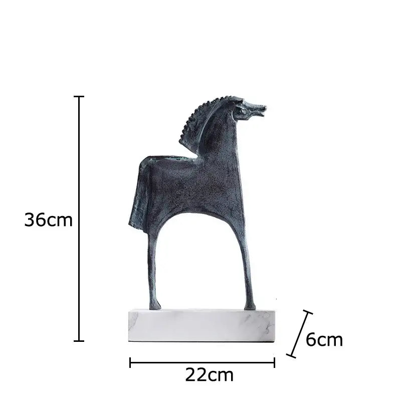 Abstract dark metallic iron horse statue living room decor