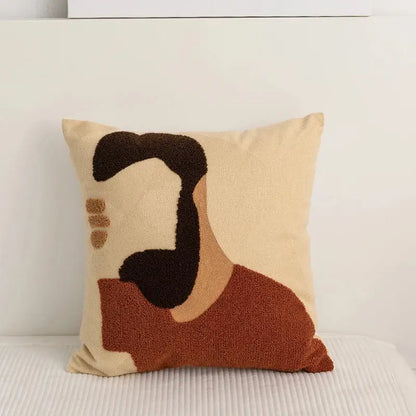 Abstract earthy embroidery pillow cover living room decor