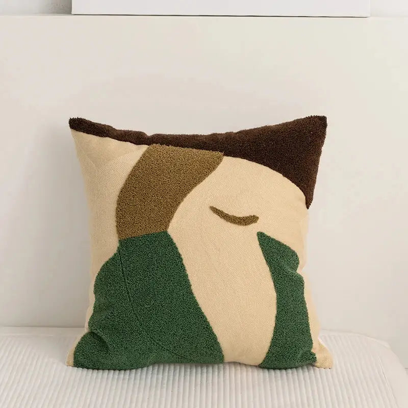 Abstract earthy embroidery pillow cover living room decor