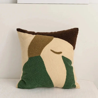 Abstract earthy embroidery pillow cover living room decor