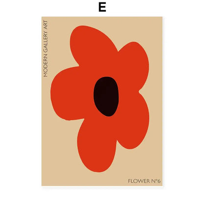 Modern vibrant floral typography wall art set of 6 living room prints