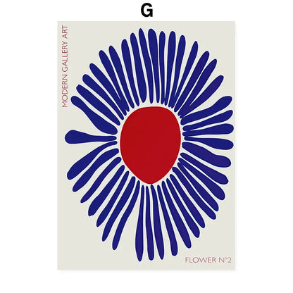 Modern vibrant floral typography wall art set of 6 living room prints
