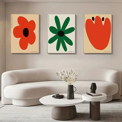 Modern vibrant floral typography wall art set of 6 living room prints