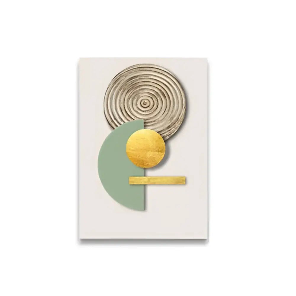 Modern gold & green geometric canvas art set for living room
