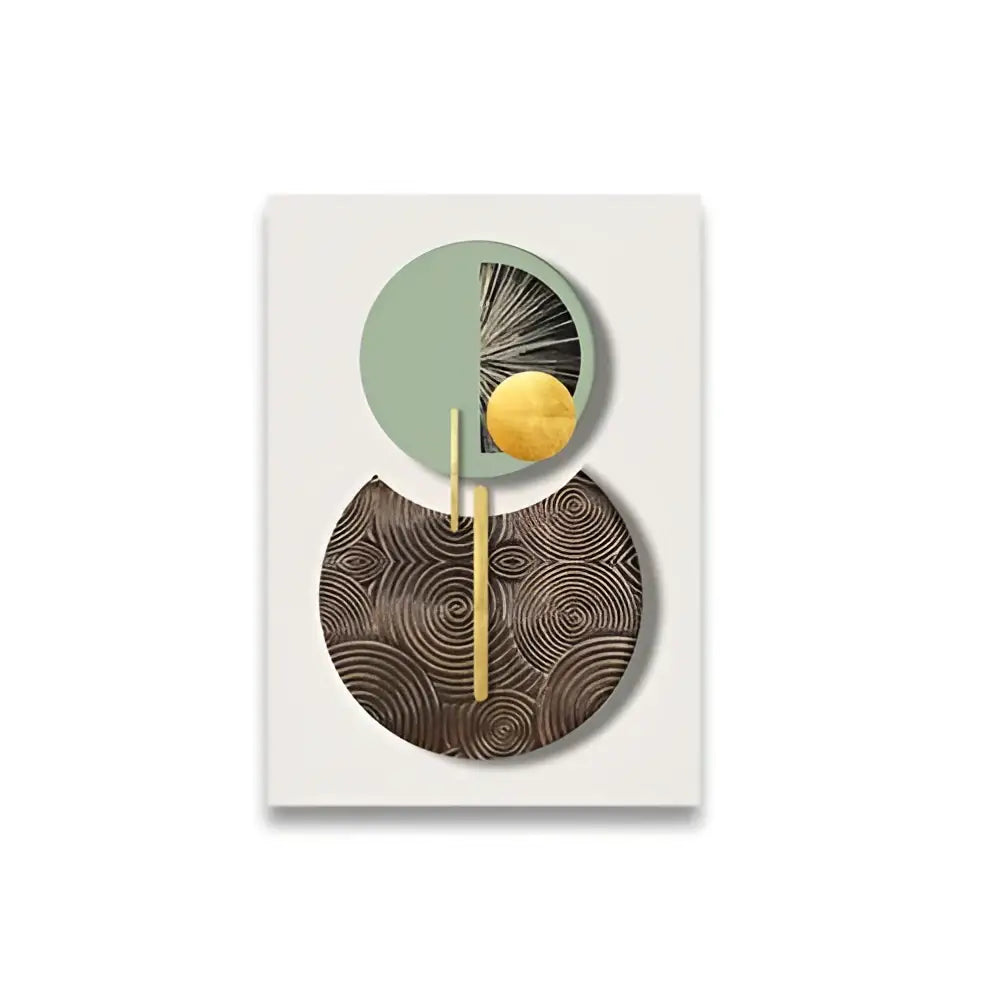 Modern gold & green geometric canvas art set for living room