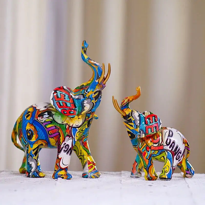 Abstract geometric elephant resin art statue living room decor