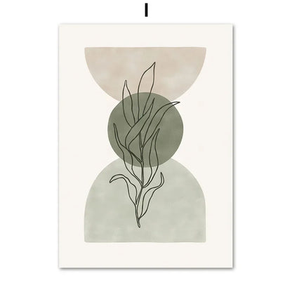 DecorBites™ Abstract Geometric Leaf Canvas Wall Art