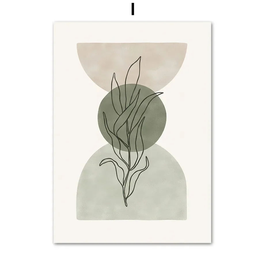 DecorBites™ Abstract Geometric Leaves Canvas Wall Art