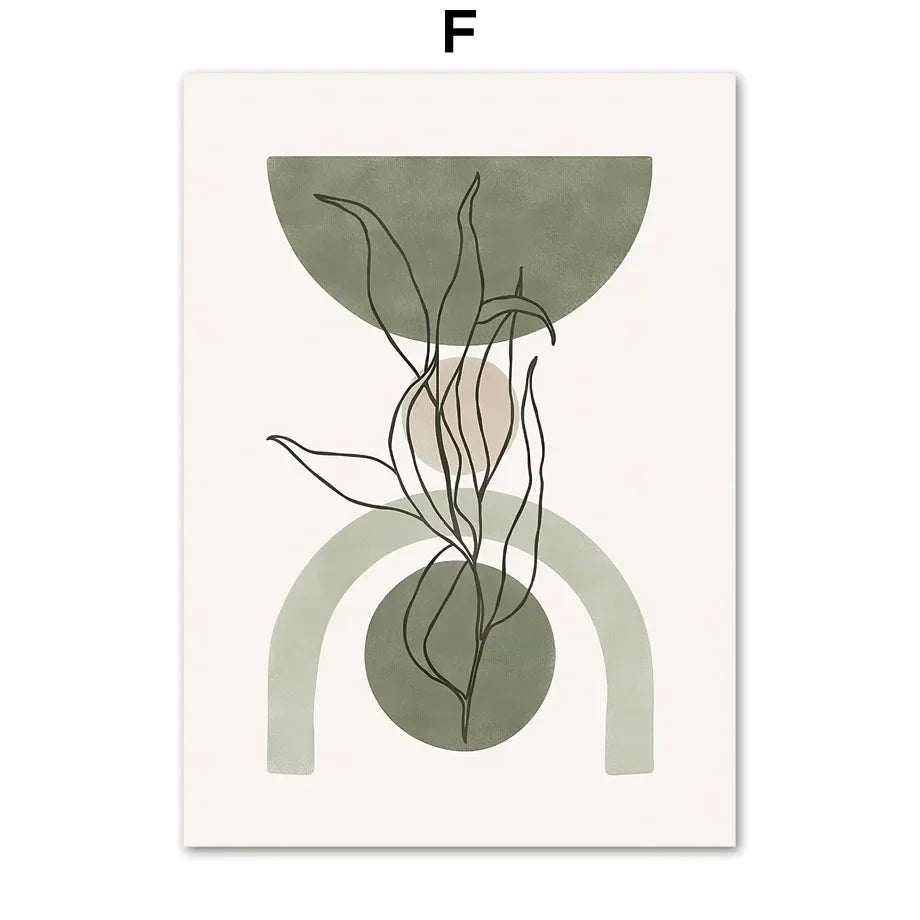 DecorBites™ Abstract Geometric Leaves Canvas Wall Art