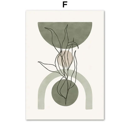DecorBites™ Abstract Geometric Leaves Canvas Wall Art