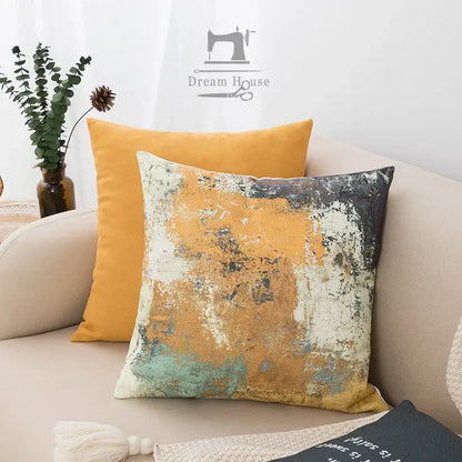 Abstract geometric print white & black pillow cover living room decor