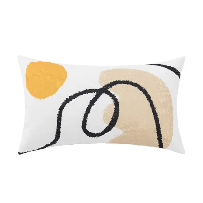 Abstract geometric print white & black pillow cover living room decor