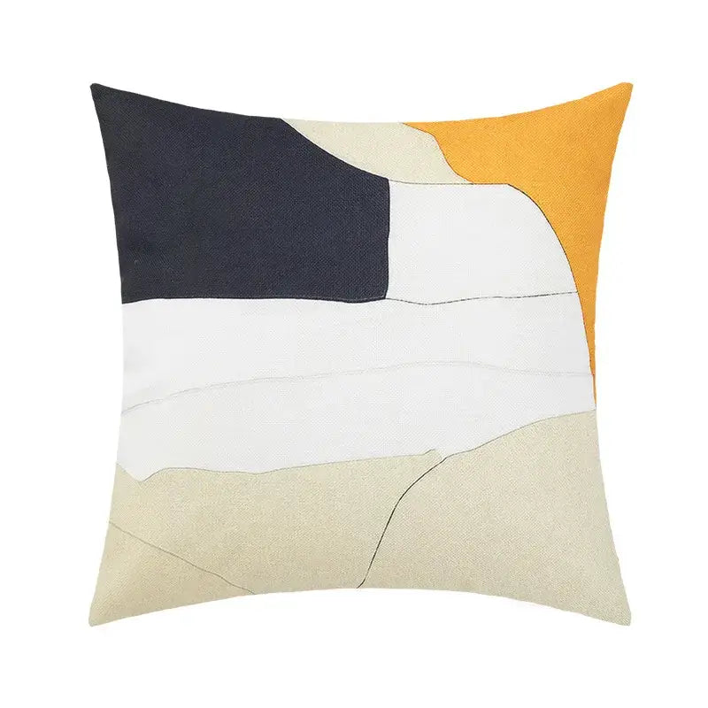 Abstract geometric print white & black pillow cover living room decor