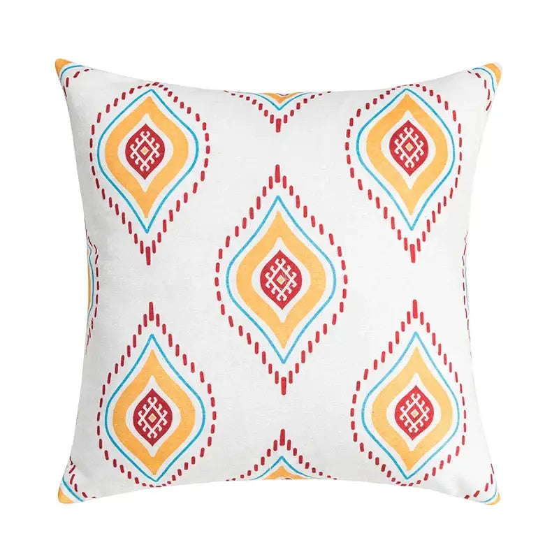 Abstract geometric printed cushion cover orange & blue living room