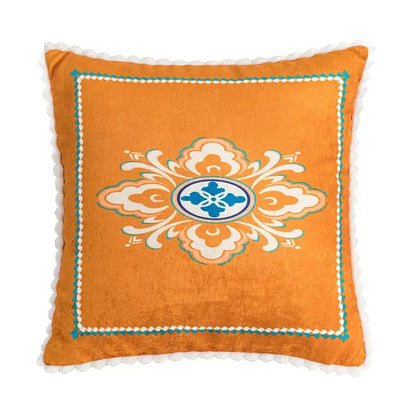 Abstract geometric printed cushion cover orange & blue living room