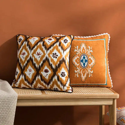 Abstract geometric printed cushion cover orange & blue living room