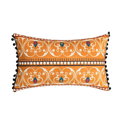 Abstract geometric printed cushion cover orange & blue living room