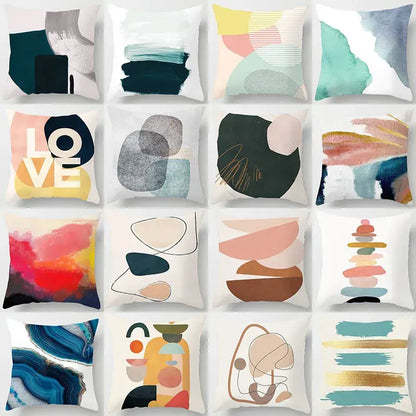 Abstract geometric stitch print pillow cover living room decor
