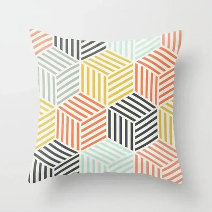 Abstract geometric stitch print pillow cover living room decor