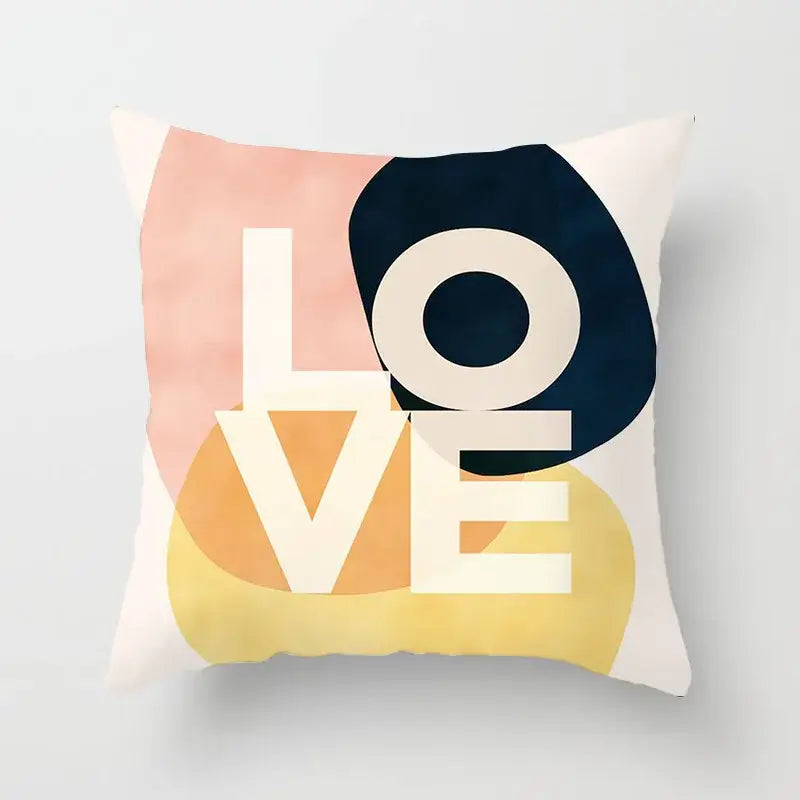 Abstract geometric stitch print pillow cover living room decor