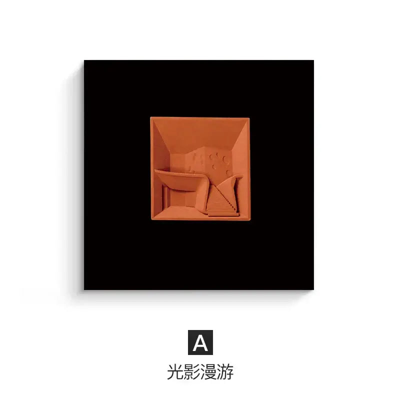 Abstract geometric wall decoration orange & white living room art pieces