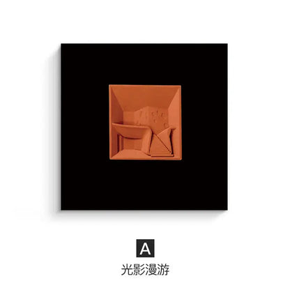 Abstract geometric wall decoration orange & white living room art pieces