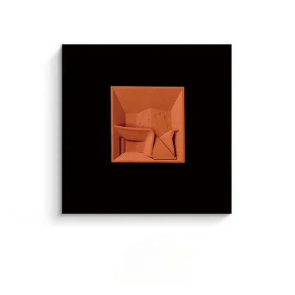 Abstract geometric wall decoration orange & white living room art pieces