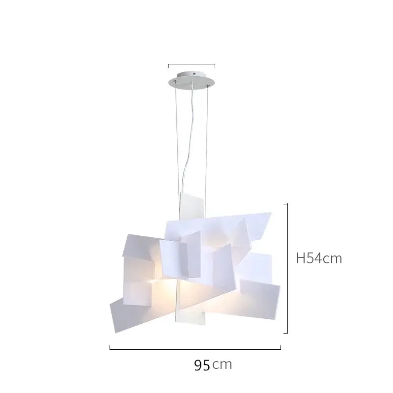 Abstract geometric white & gold pendant lamp living room art decor