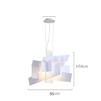 Abstract geometric white & gold pendant lamp living room art decor