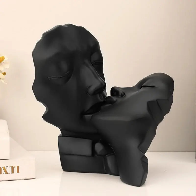 Abstract gold head couple sculpture living room decor