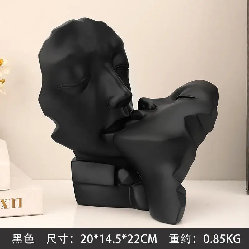 Abstract gold head couple sculpture living room decor