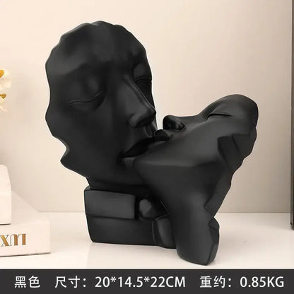 Abstract gold head couple sculpture living room decor