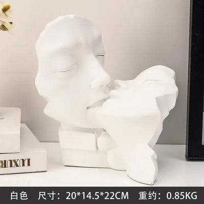 Abstract gold head couple sculpture living room decor