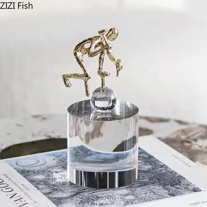 Abstract gold intertwined figures desk decor – living room sculpture
